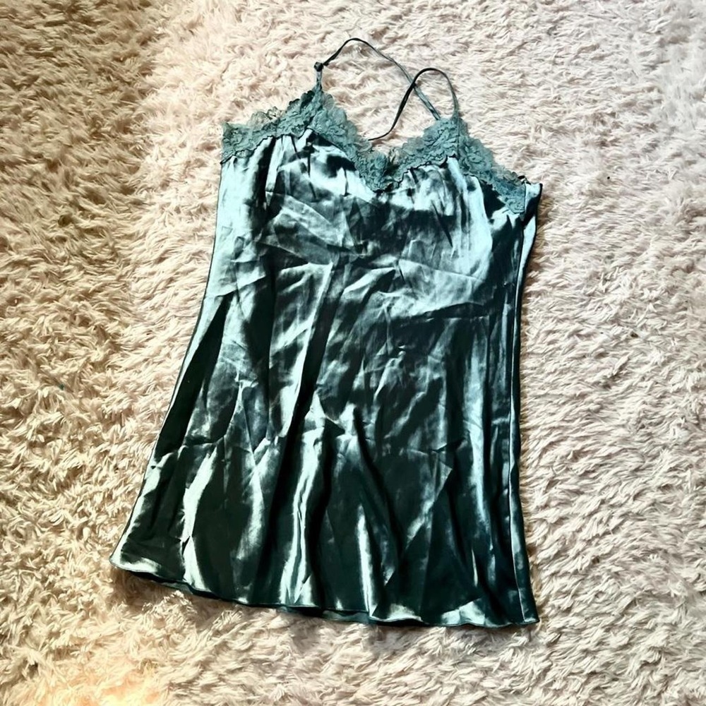Whimsical Satin Silky Lace Feminine Dainty Sexy Coquette Mini Dress Womens S
